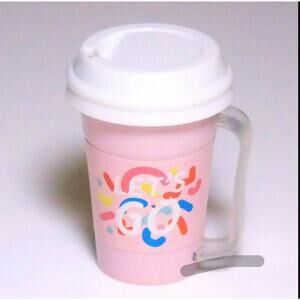 New 18" Doll Coffee Cup & Lid Handled Drink Pink Heart Latte Play Food Accessory